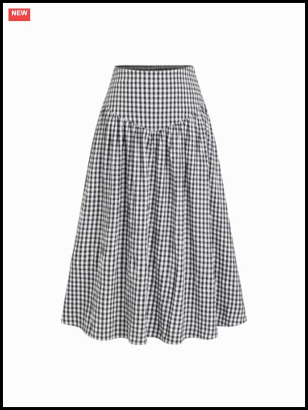Gingham Midi Skirt High Waist A-Line Long Plaid Maxi Skirt